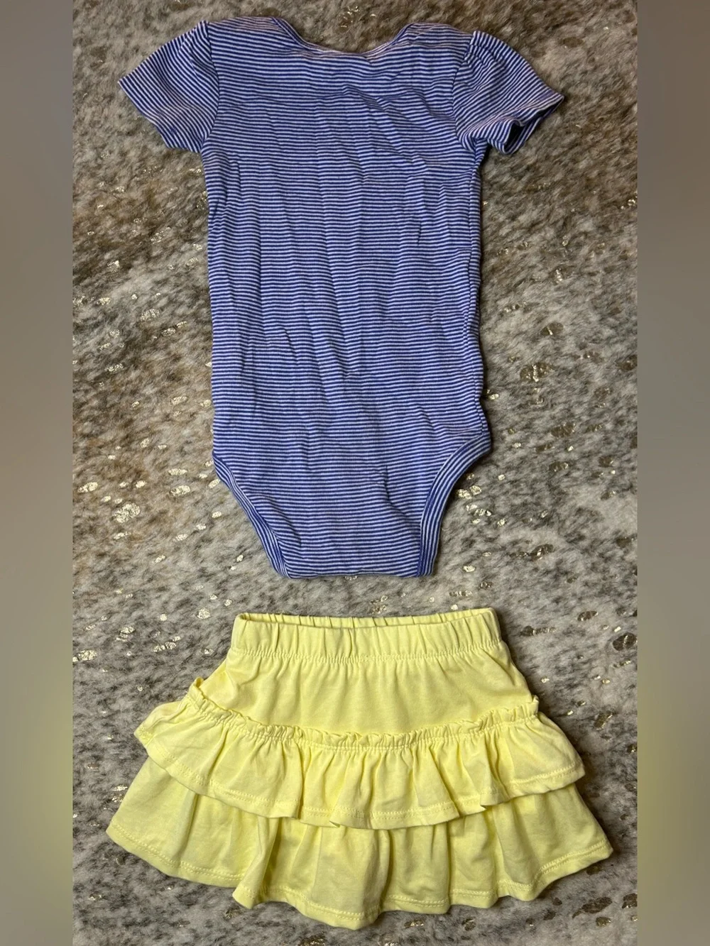 5 for $25🔥Carter's Navy Striped Bodysuit & Garanimals‎ Tier Yellow Skirt 18M